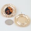 Hammered Marble Disc Drop Earrings - Textured Metal