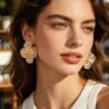 Blooming Flower Earrings with Glitter Trim