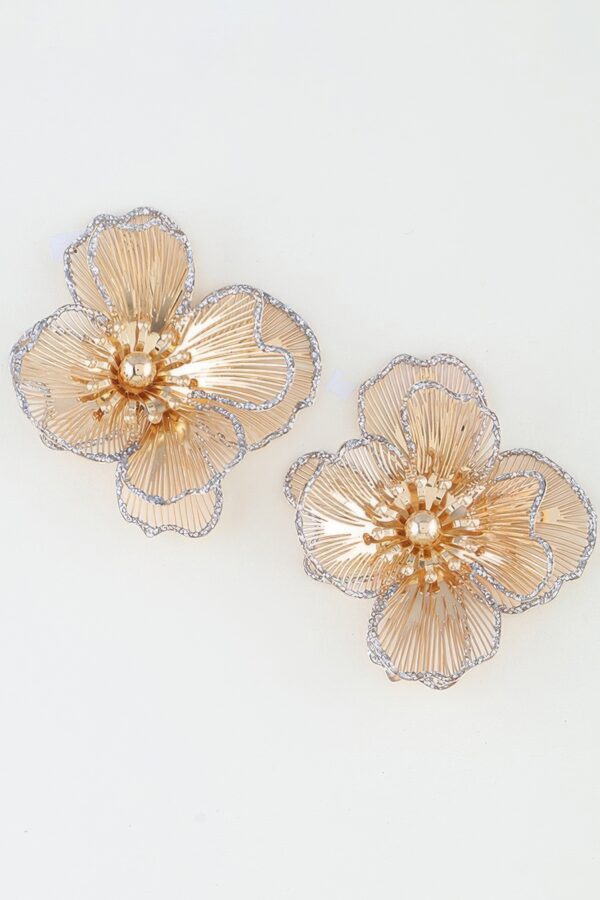 Blooming Flower Earrings with Glitter Trim