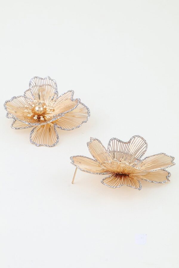 Blooming Flower Earrings with Glitter Trim
