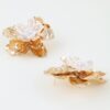 Hammered Blooming Flower Stud Earrings - Gold & White