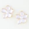 Marble Flower Earrings with Pearl Center - Pale Pink