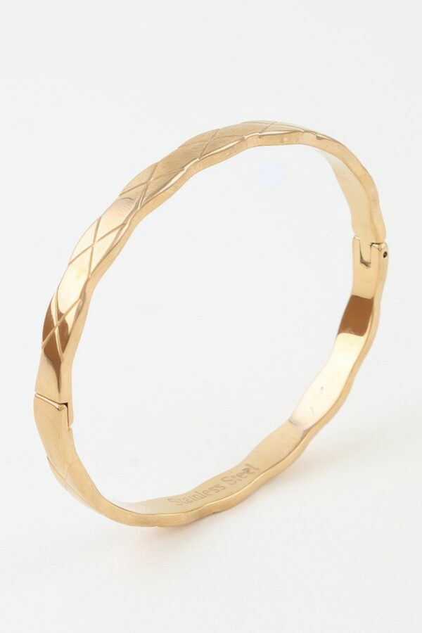 Diamond-Cut Quilted Gold-Tone Cuff Bracelet