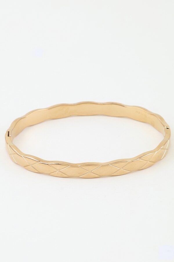 Diamond-Cut Quilted Gold-Tone Cuff Bracelet