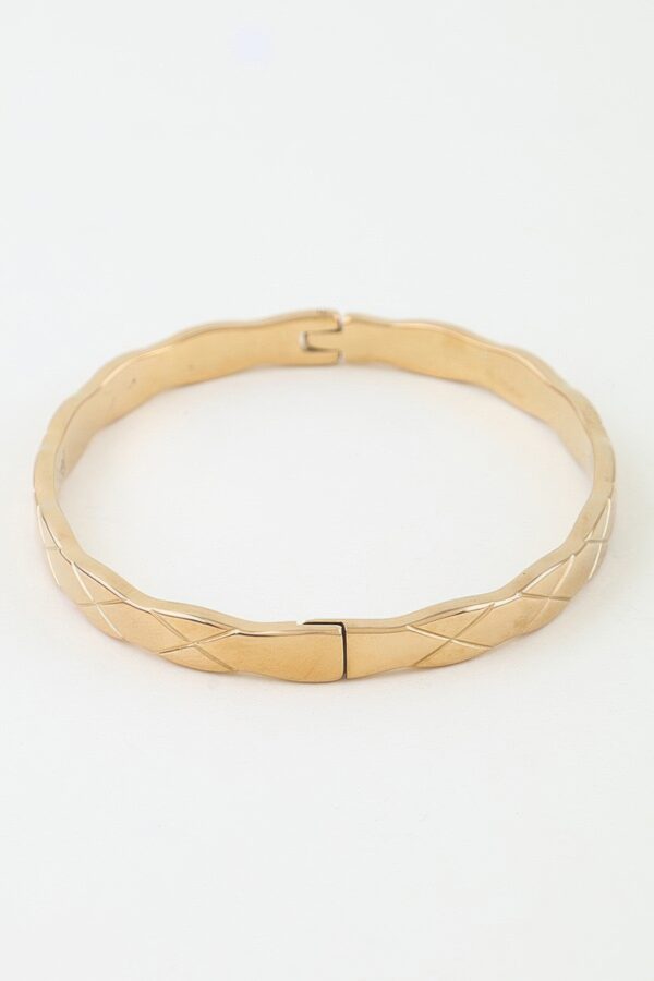 Diamond-Cut Quilted Gold-Tone Cuff Bracelet