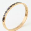 Roman Numeral Cuff Bracelet - Brushed Gold & Black Enamel