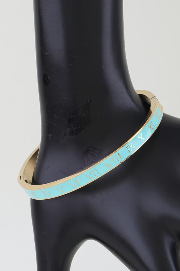 Roman Numeral Cuff Bracelet - Brushed Gold & Black Enamel