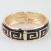 Greek Key Two-Tone Cuff Bracelet - Gold Enamel