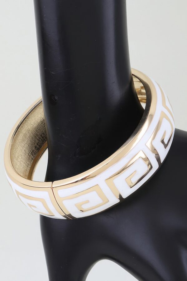 Greek Key Two-Tone Cuff Bracelet - Gold Enamel