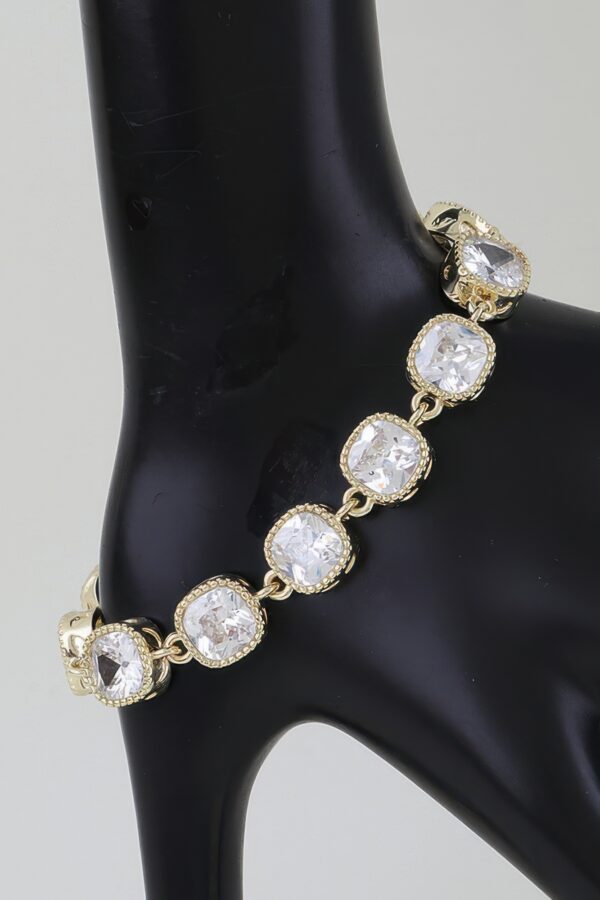 Cubic Zirconia Toggle Chain Bracelet - Gold-Tone Beaded