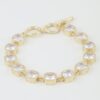 Cubic Zirconia Toggle Chain Bracelet - Gold-Tone Beaded