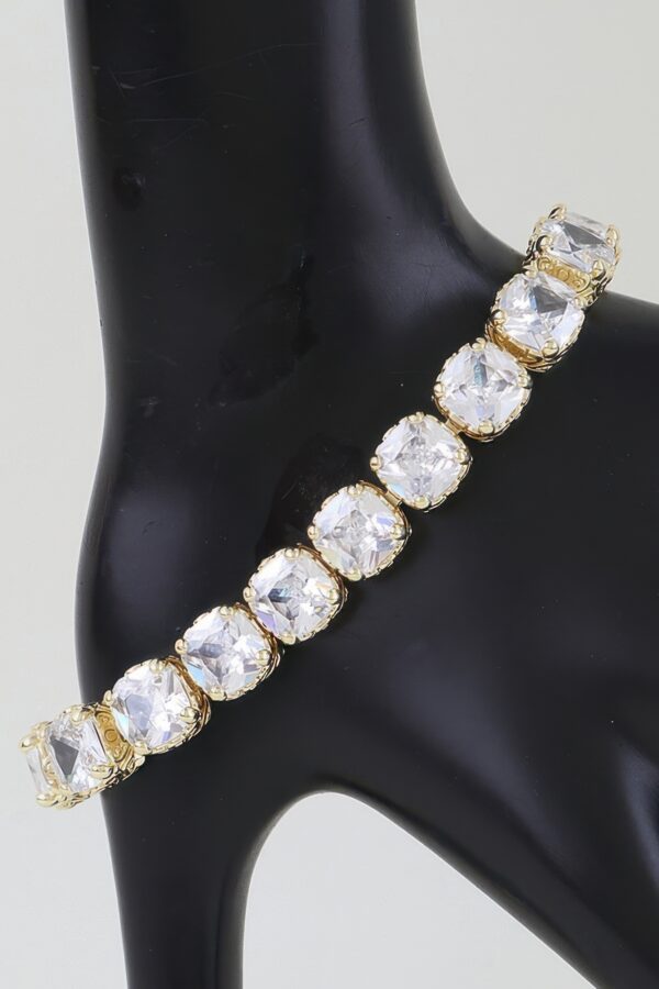 Cushion-Cut Cubic Zirconia Gold-Tone Cuff Bracelet