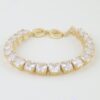 Cushion-Cut Cubic Zirconia Gold-Tone Cuff Bracelet