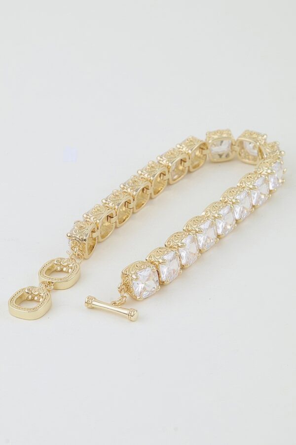 Cushion-Cut Cubic Zirconia Gold-Tone Cuff Bracelet