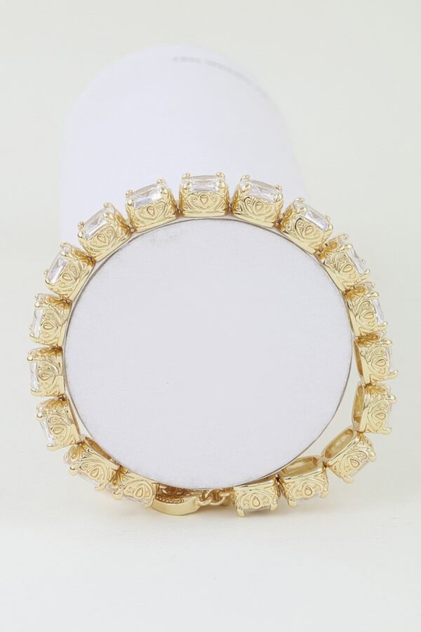 Cushion-Cut Cubic Zirconia Gold-Tone Cuff Bracelet
