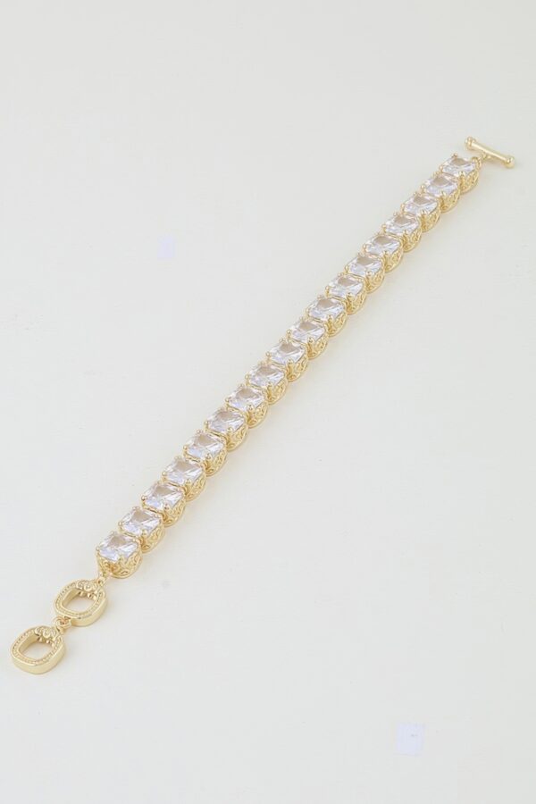 Cushion-Cut Cubic Zirconia Gold-Tone Cuff Bracelet