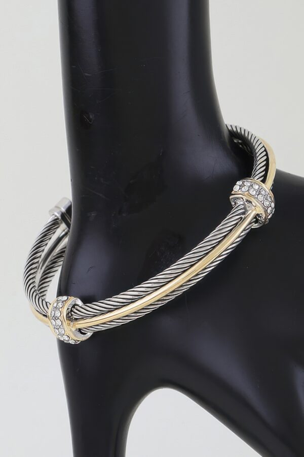 Multi-Twisted Crystal Open Cuff Bracelet