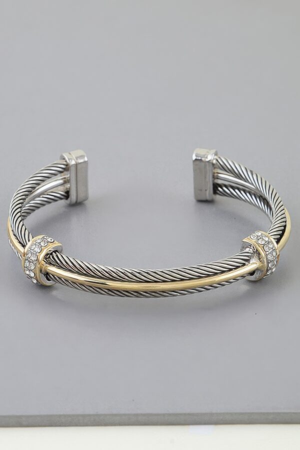 Multi-Twisted Crystal Open Cuff Bracelet