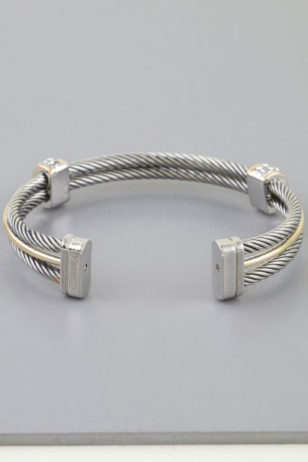 Multi-Twisted Crystal Open Cuff Bracelet