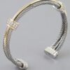 Multi-Twisted Crystal Open Cuff Bracelet