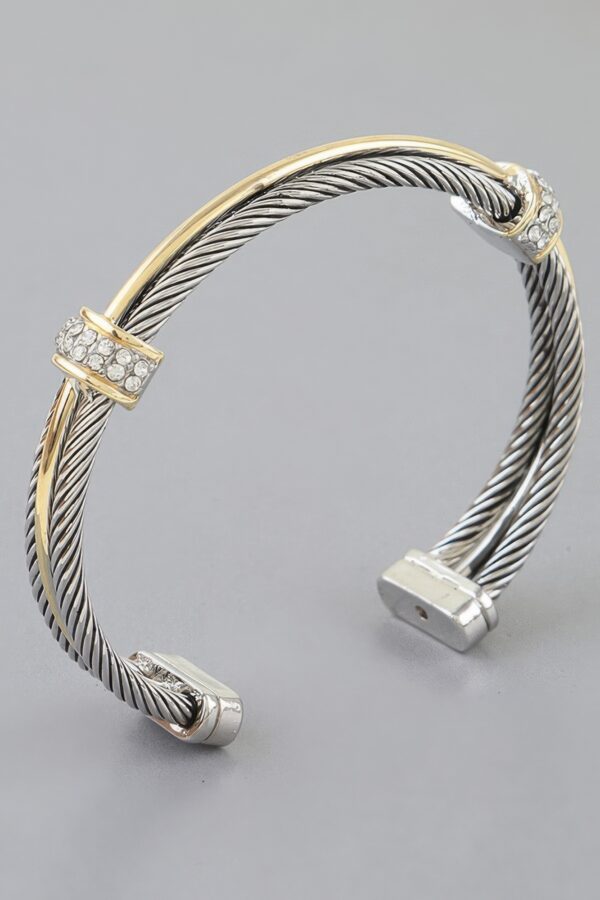 Multi-Twisted Crystal Open Cuff Bracelet