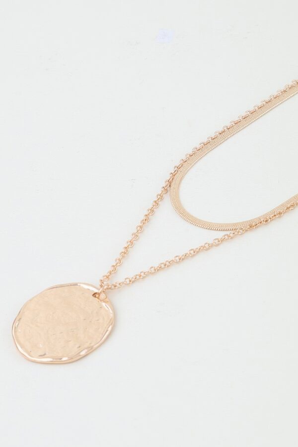 Layered Double Hammered Pendant Necklace