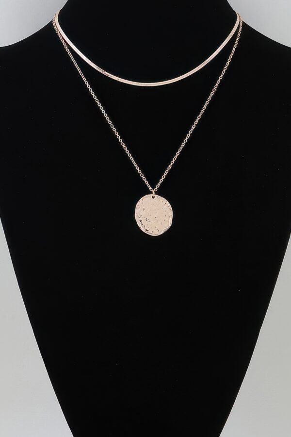 Layered Double Hammered Pendant Necklace