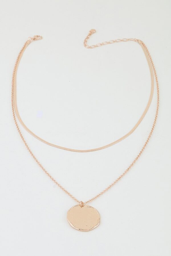 Layered Double Hammered Pendant Necklace