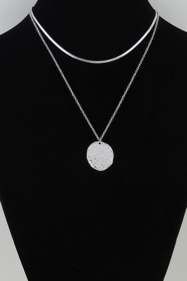Layered Double Hammered Pendant Necklace