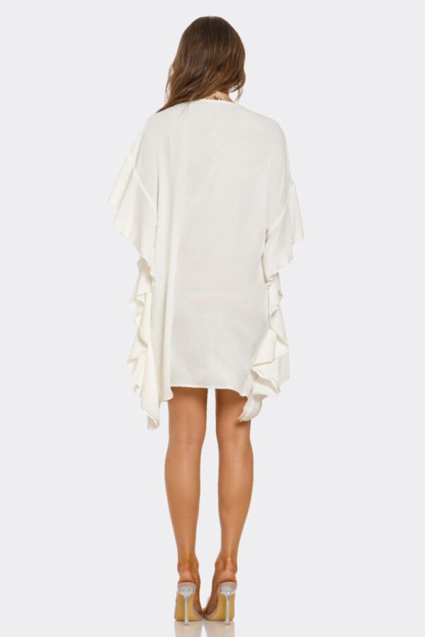 Flutter-Sleeve Midi Kimono Cover-Up - Lightweight Polyester