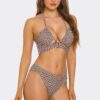 Cocoa Bloom Crisscross Halter Bikini – Brown/White Floral