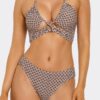 Cocoa Bloom Crisscross Halter Bikini - Brown/White Floral