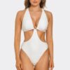 Moonlit Monokini – Chain-Accent Textured One-Piece