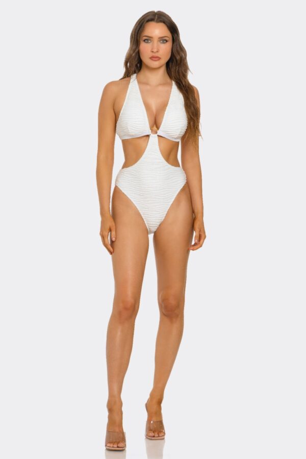 Moonlit Monokini - Chain-Accent Textured One-Piece