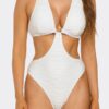 Moonlit Monokini - Chain-Accent Textured One-Piece