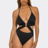 Dita Ribbed Monokini – Halter with Front Ring