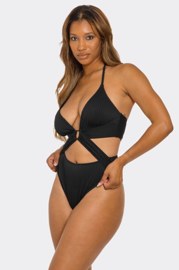 Dita Ribbed Monokini - Halter with Front Ring