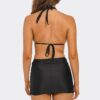 Kiki Bikini Set - Black with Gold Floral & Ruched Skirt