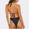 Kiki Bikini Set - Black with Gold Floral & Ruched Skirt