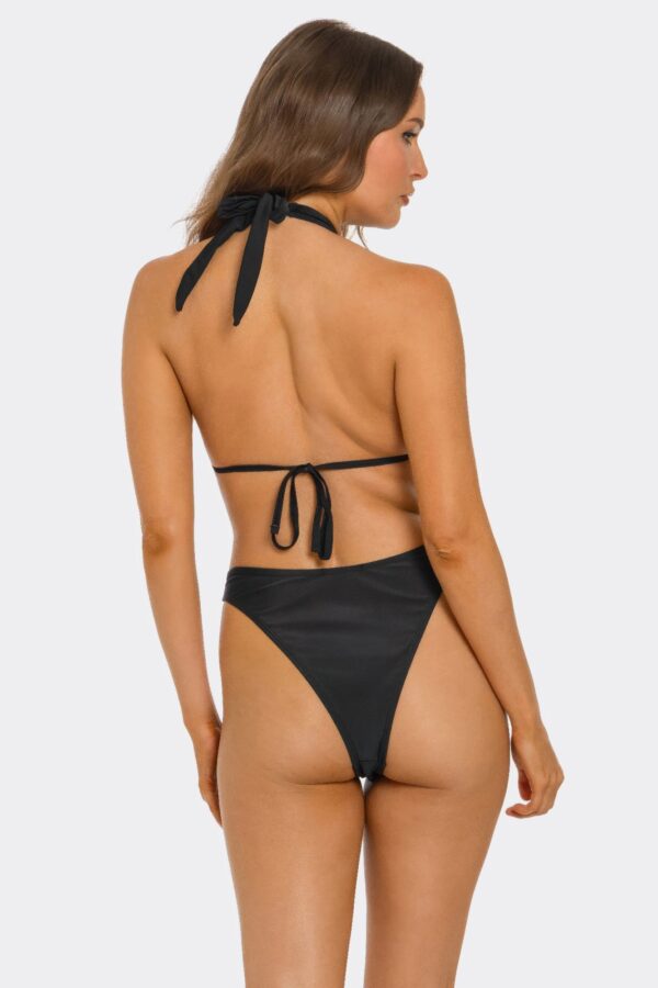 Kiki Bikini Set - Black with Gold Floral & Ruched Skirt