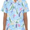 Men’s Short-Sleeve Floral Button-Down Shirt – Tropical Print