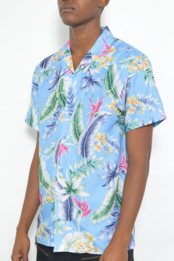 Men's Short-Sleeve Floral Button-Down Shirt - Tropical Print