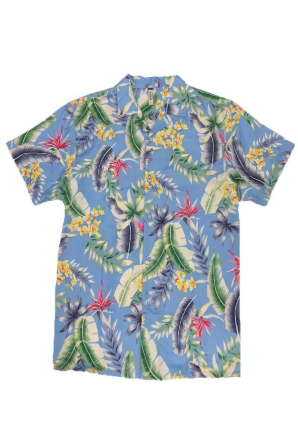 Men's Short-Sleeve Floral Button-Down Shirt - Tropical Print