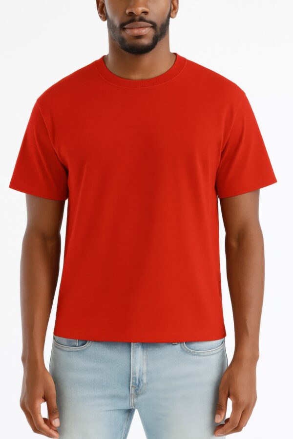 Men's Cropped Cotton T-Shirt - Classic Round Neck