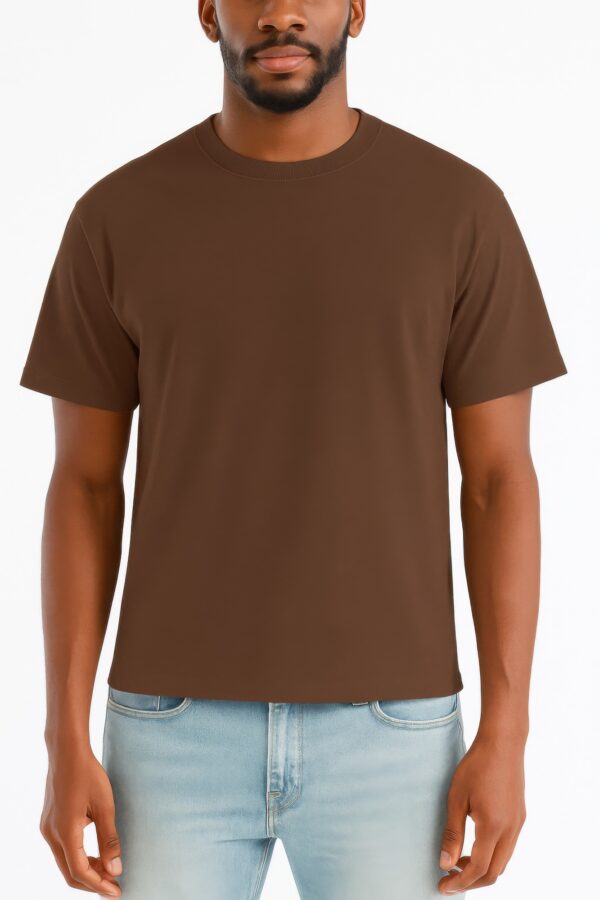 Men's Cropped Cotton T-Shirt - Classic Round Neck