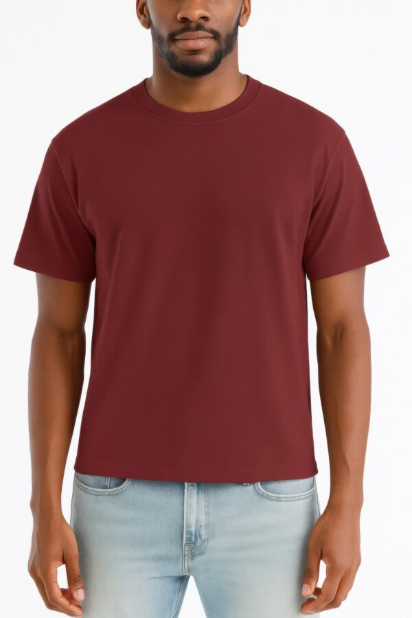 Men's Cropped Cotton T-Shirt - Classic Round Neck