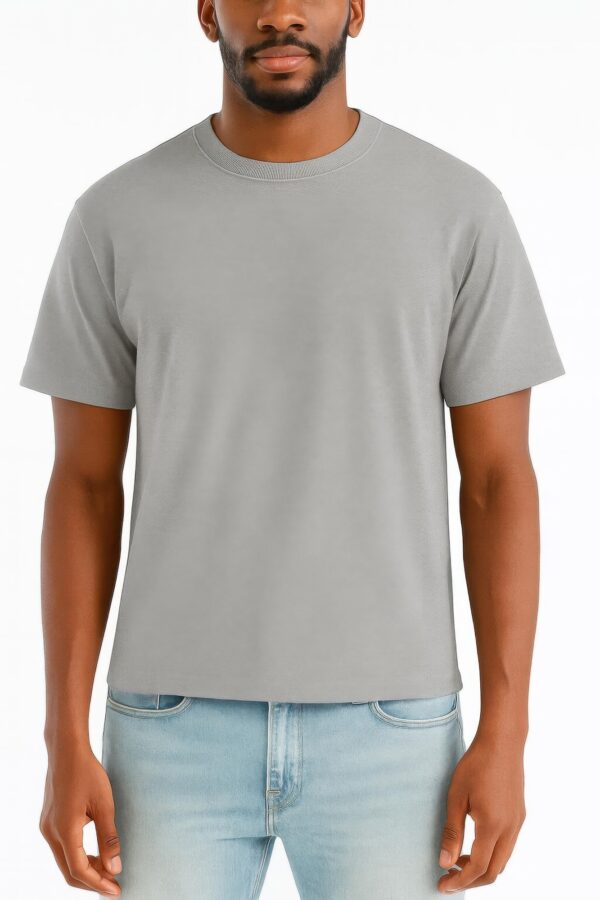 Men's Cropped Cotton T-Shirt - Classic Round Neck