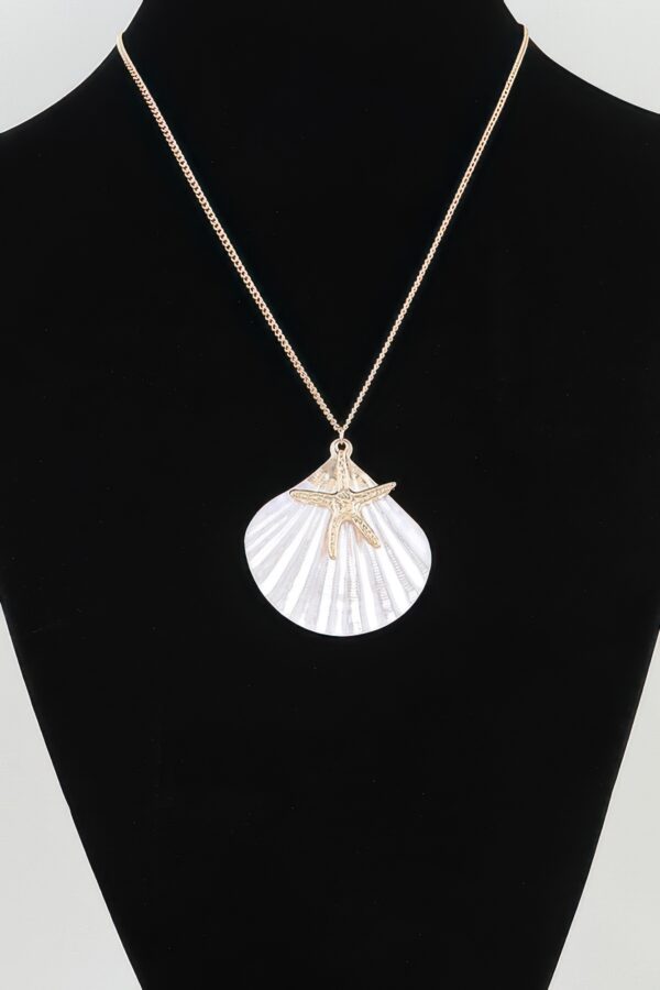 Starfish & Seashell Charm Necklace – Scallop Pendant