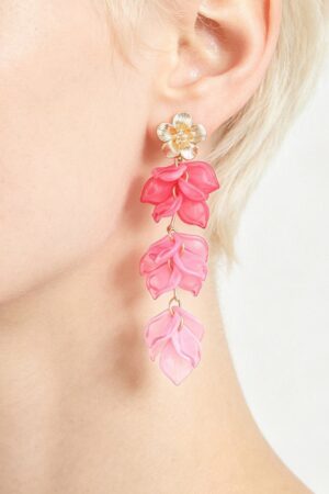 Multi-Flower Translucent Petal Drop Earrings