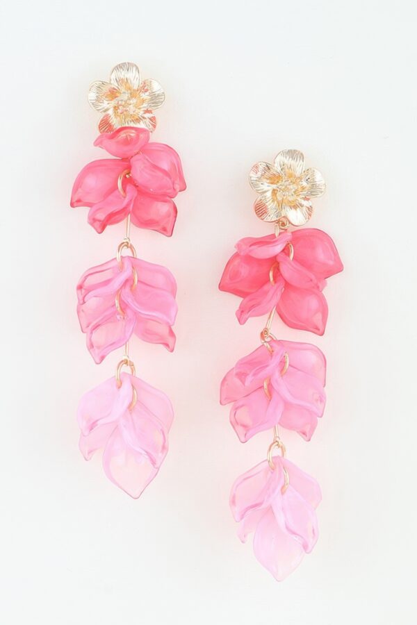 Multi-Flower Translucent Petal Drop Earrings
